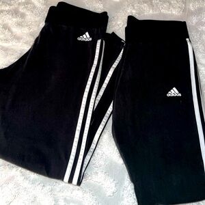 Adidas 3 Stripe Athletic Tights Sz Large Preowned Set of 2